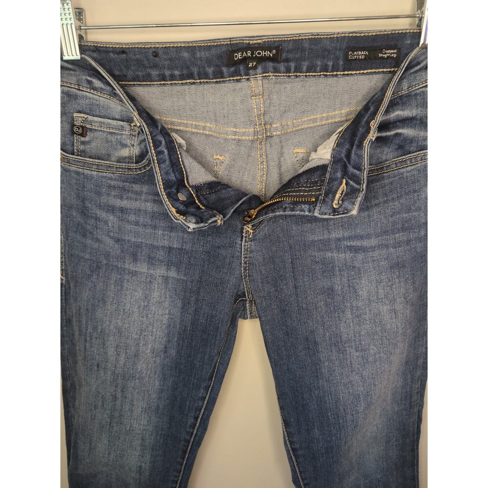 Dear John embroidered floral denim playback cuffed straight leg jeans 27 - Picture 7 of 8